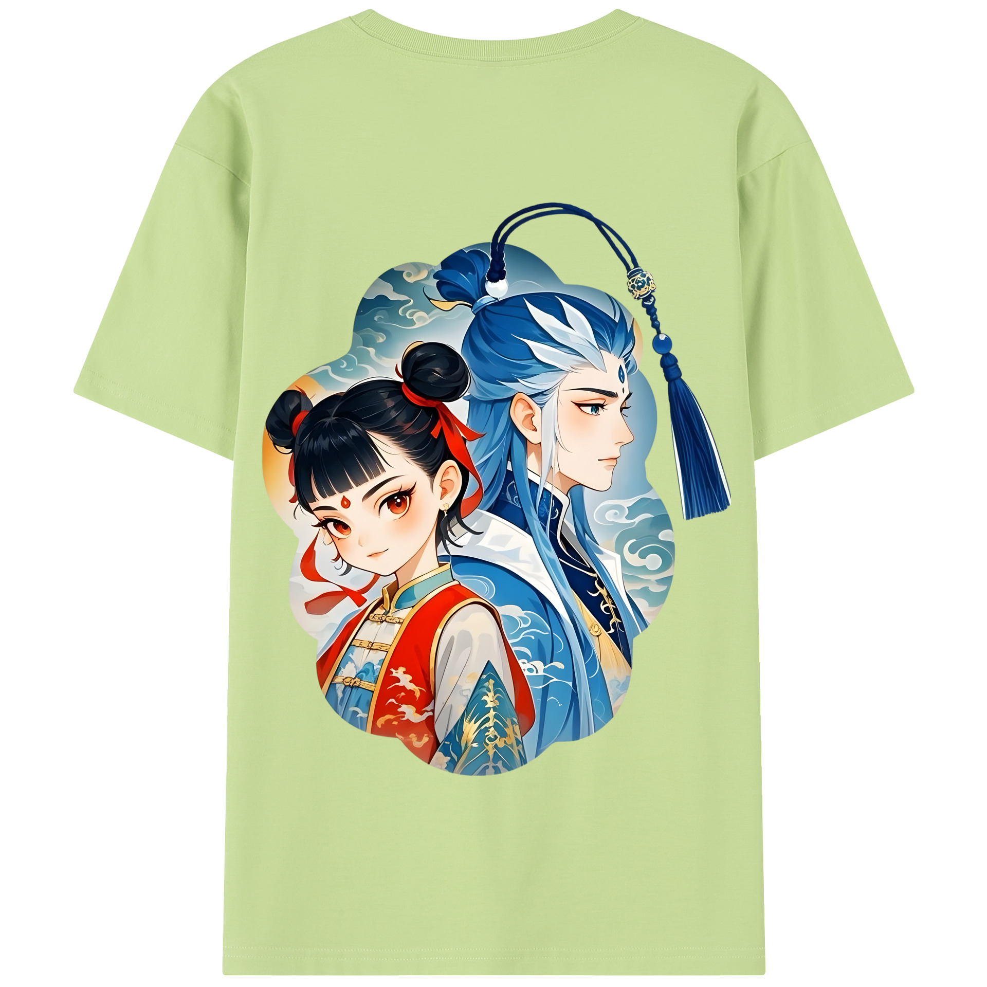 （画像用） Ne Zha 2 ナタ 魔童の大暴れ 綿100％半袖Tシャツ（背面プリント）